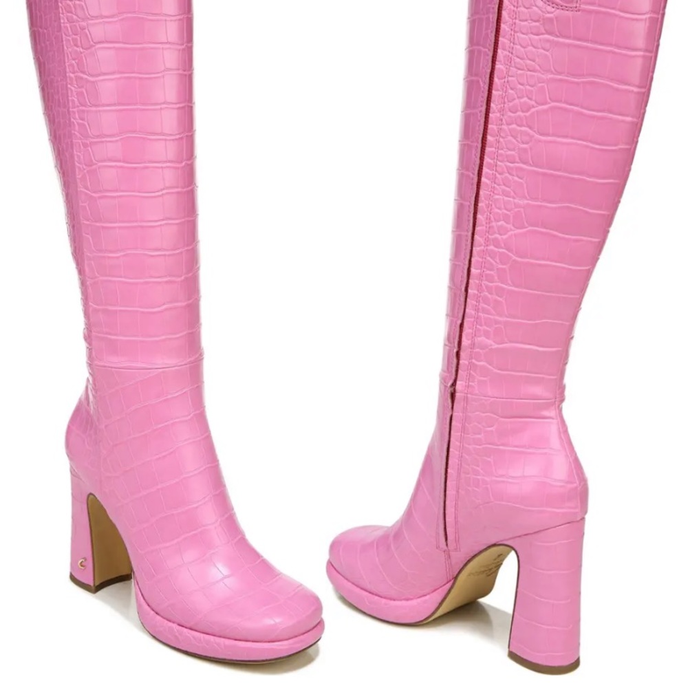 Croc-Embossed Knee-High Boots - Picture 3 of 15